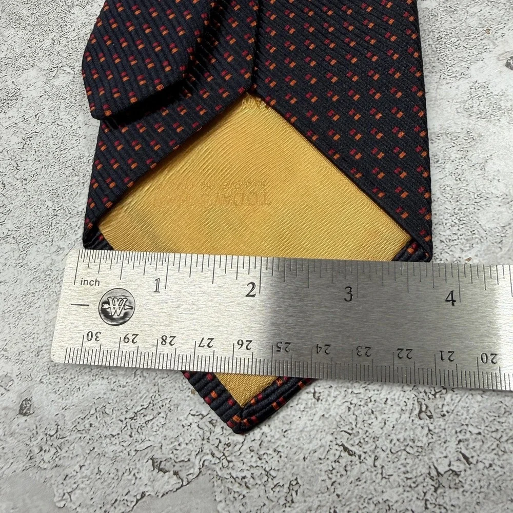 Today's Man Silk Tie Mens One Size Black Geometric Pointed Made In Italy Necktie